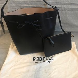 NWOT Rebelle Italy Saffiano Large Bucket Bag in Black